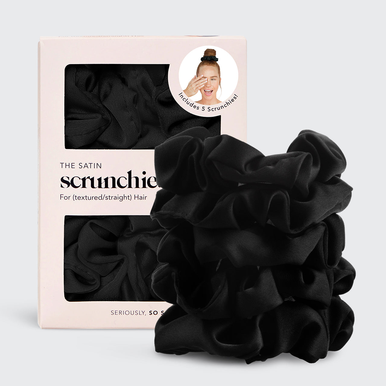 Lot de 5 chouchous en satin pour dormir - Noir