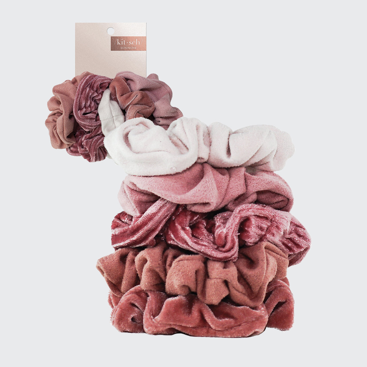 Samt-Haargummis 5er Set– Rouge/Mauve