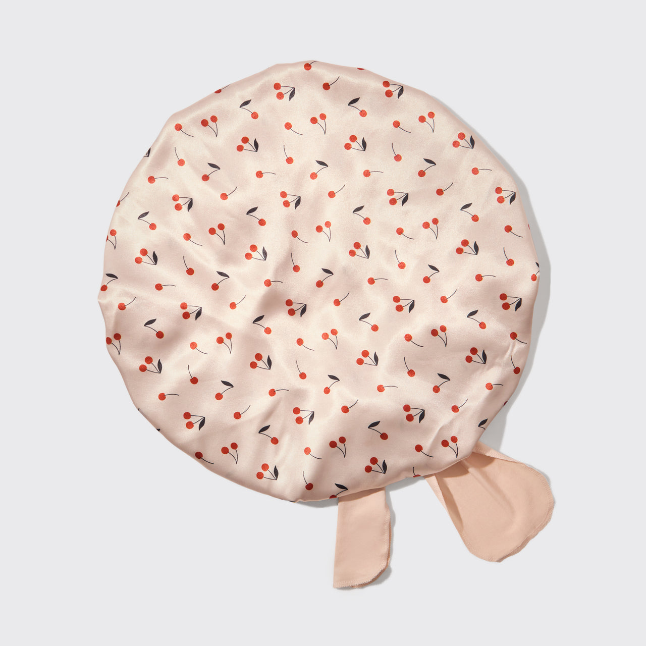 Cuffia in raso oversize con stampa ciliegia