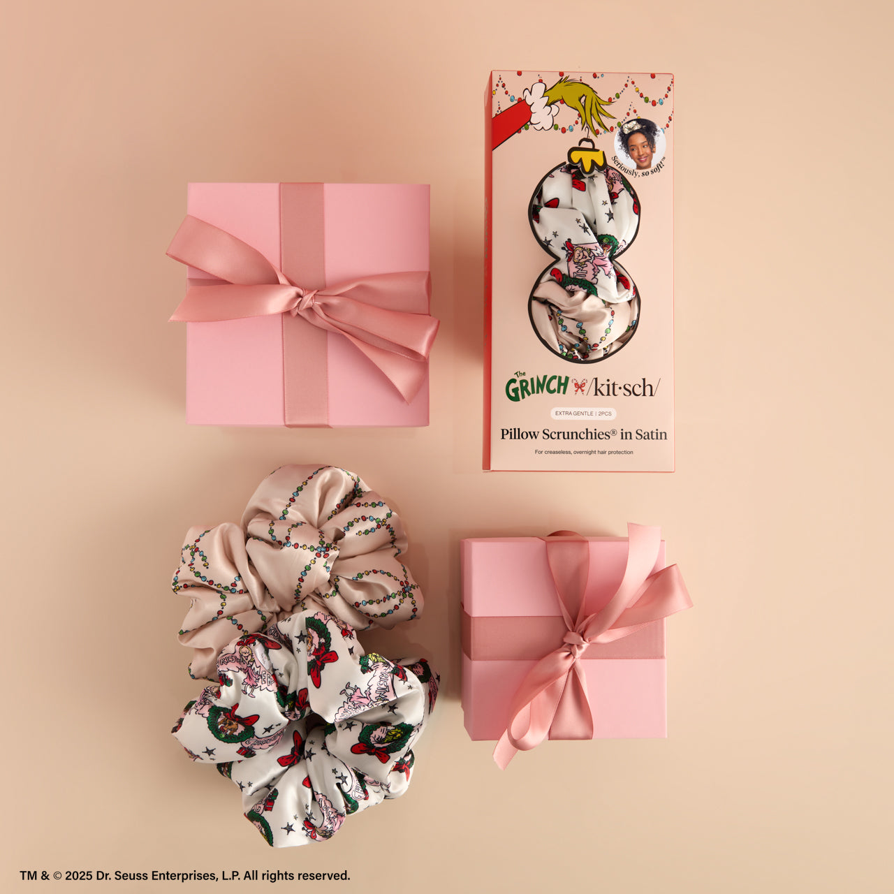 The Grinch x Kitsch Satin Pillow Scrunchies® in Cindy Lou Who