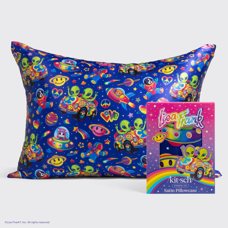 Lisa Frank x Kitsch Satin Pillowcase in Zoomer & Zorbit - hero product shot