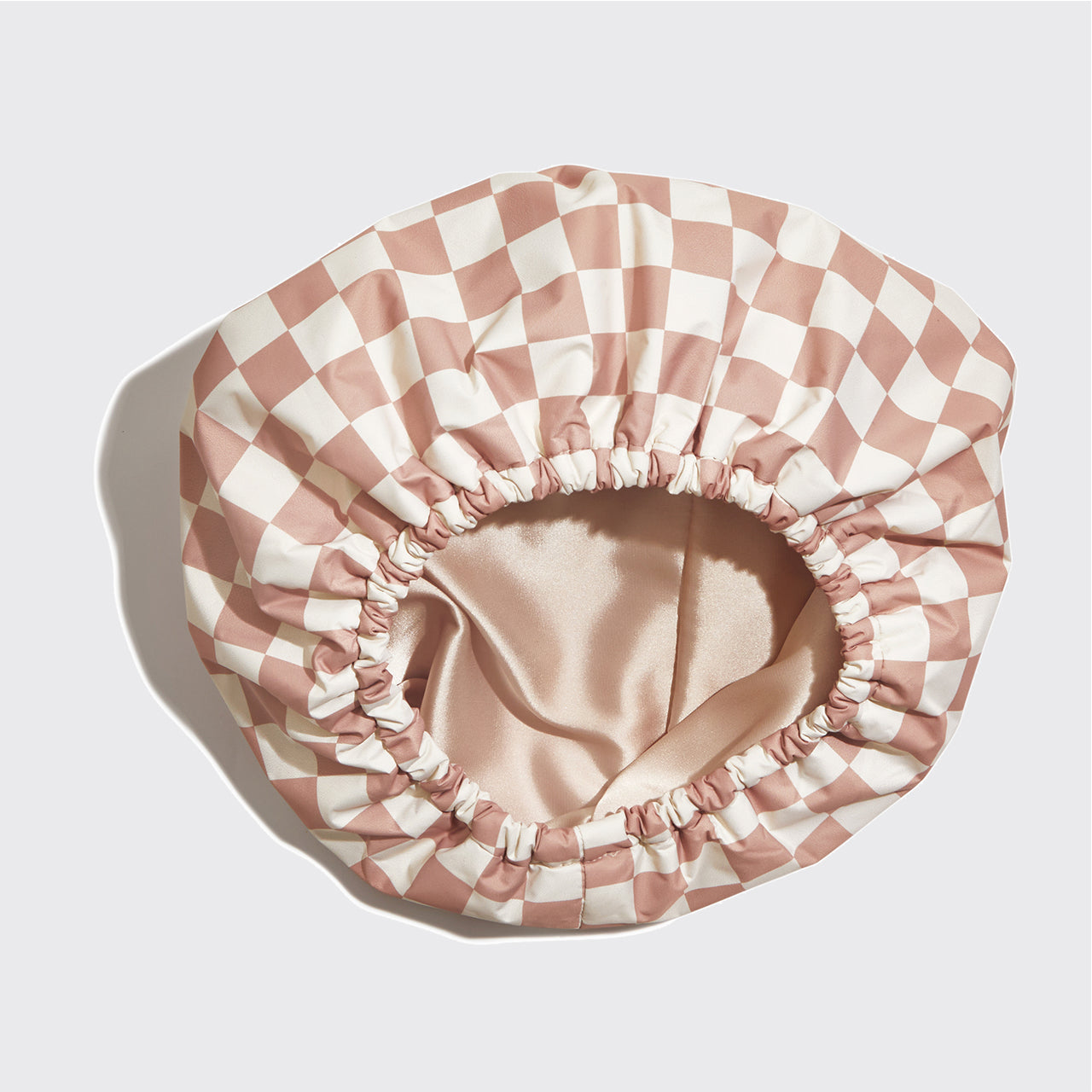 Gorro de ducha flexible de satén + gorro de satén extragrande en color rosa