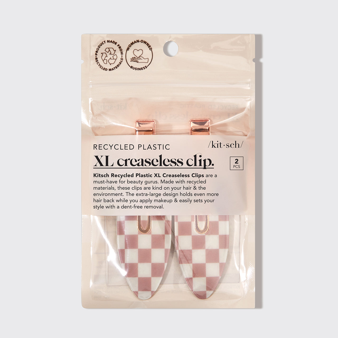 XL Knitterfreie Clips, 2er Set – Terrakotta-Karos