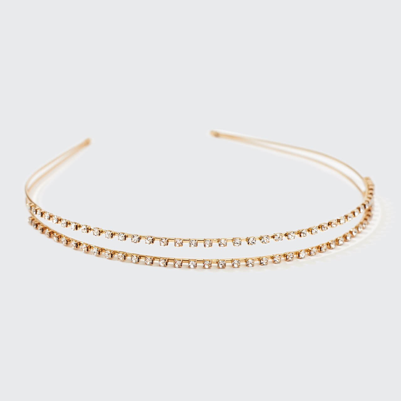 Goldfarbenes Metall-Strass-Doppelstirnband