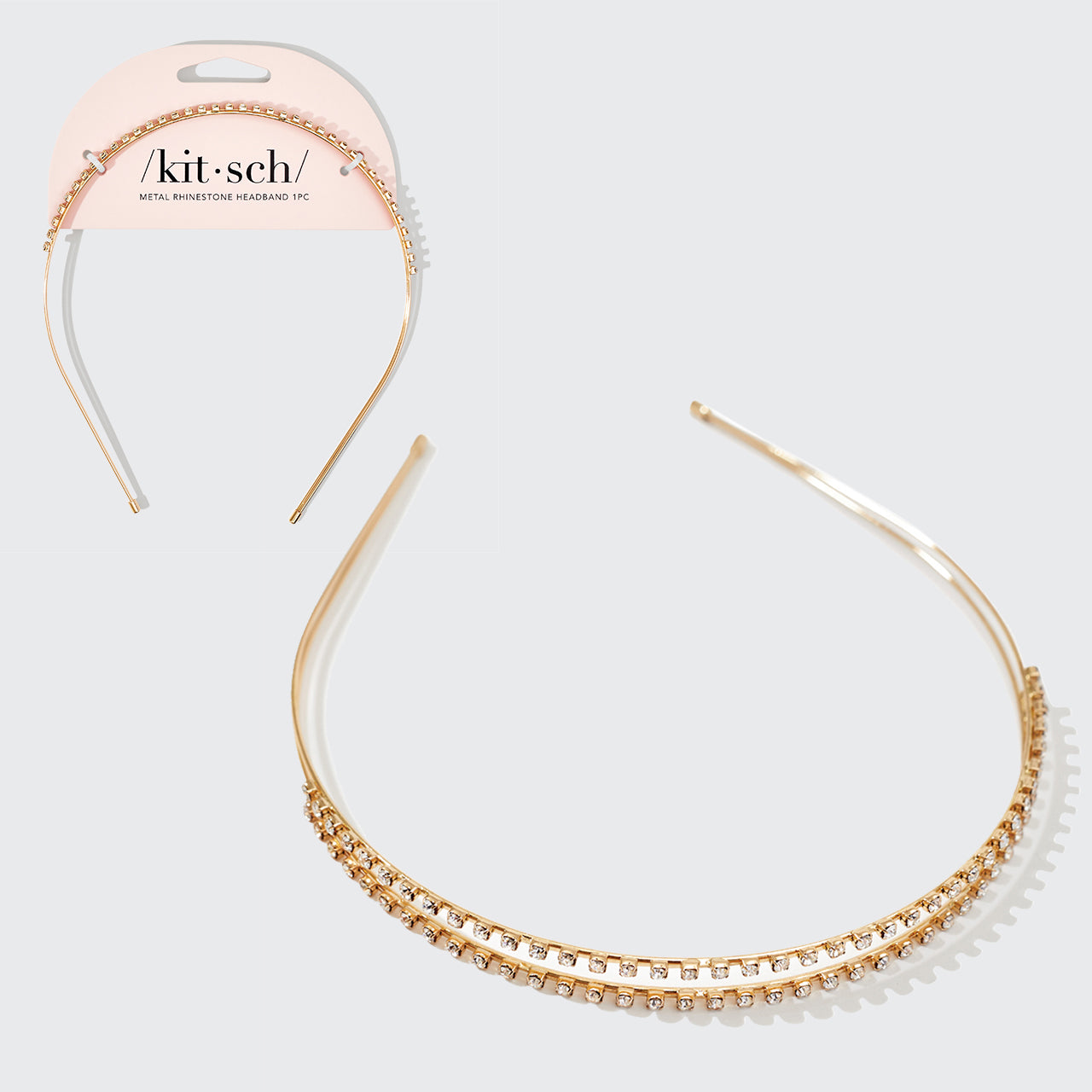 Goldfarbenes Metall-Strass-Doppelstirnband