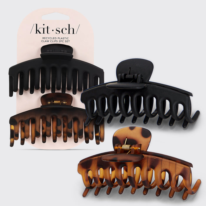 Set di 2 mollette a pinza nere e tartarugate opache - oversize