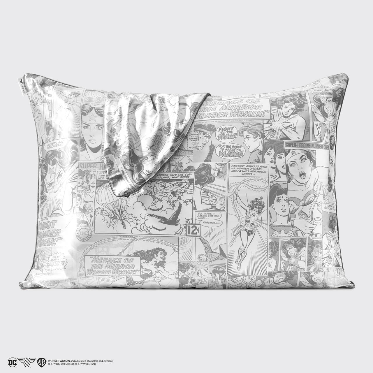 Kitsch x Wonder Woman Satin-Kissenbezug - Comic-Druck