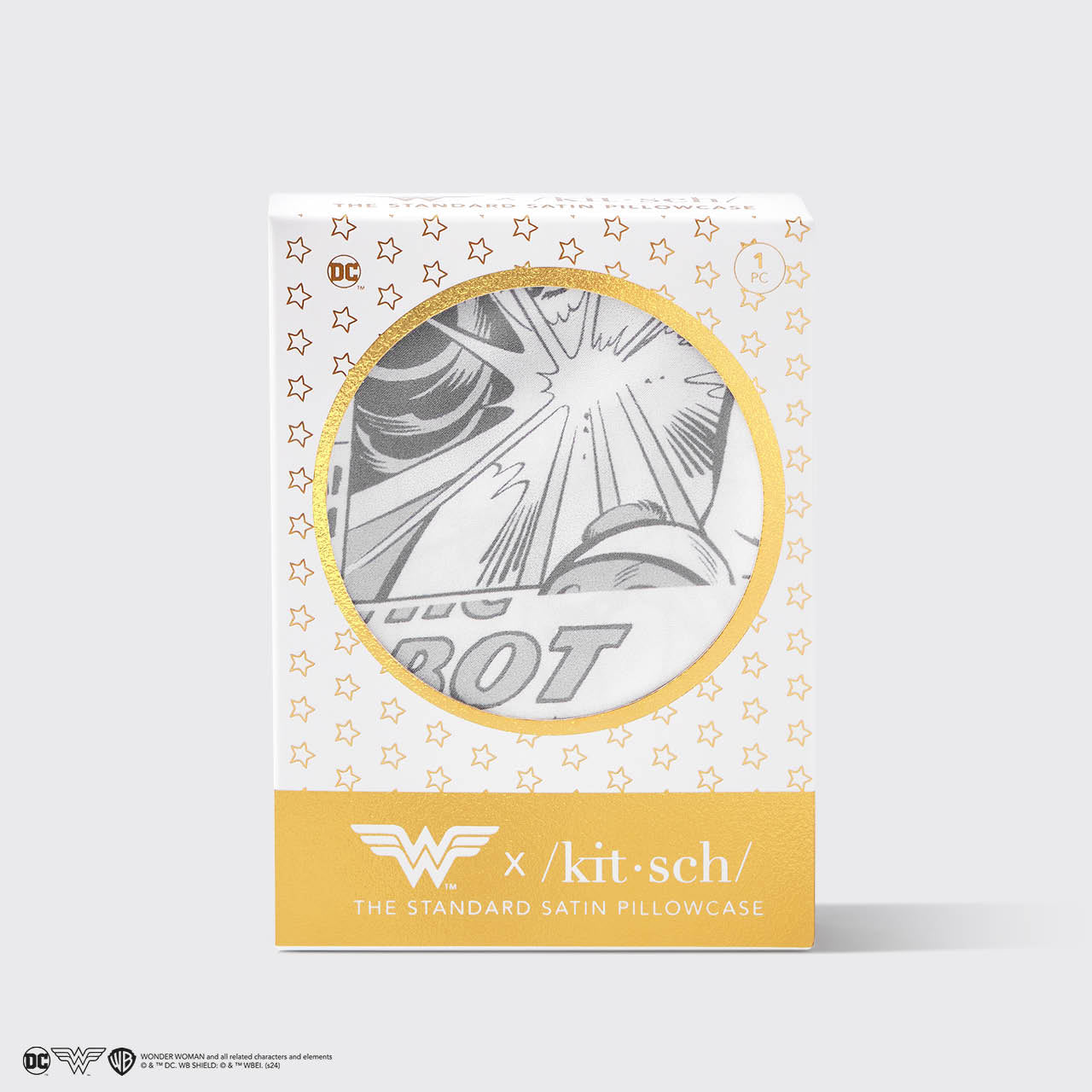 Kitsch x Wonder Woman Satin-Kissenbezug - Comic-Druck