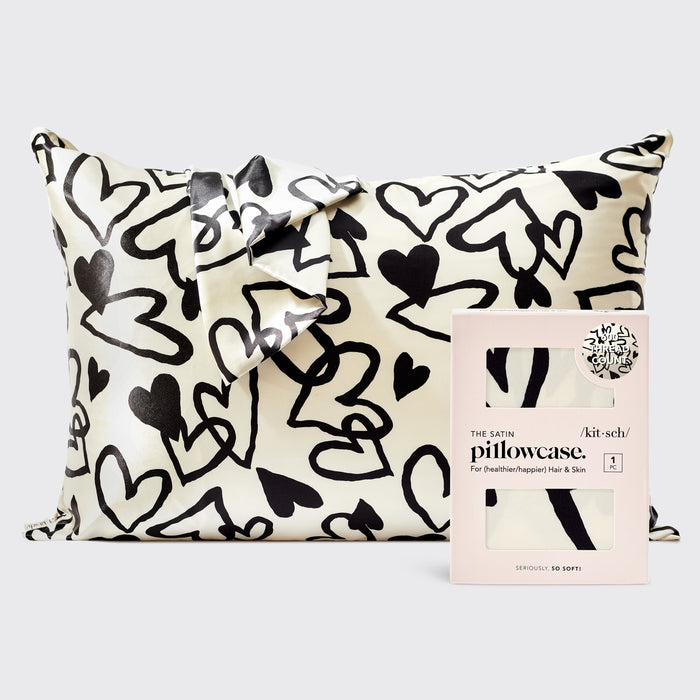 Taie d'oreiller en satin Coeur