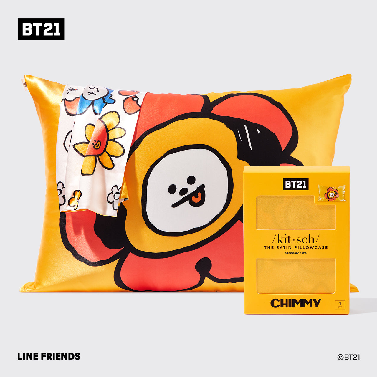 Taie d'oreiller en satin Kitsch x BT21 - CHIMMY