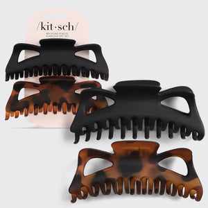 Ensemble de 2 pinces à cheveux classiques noires et écaille - Jumbo