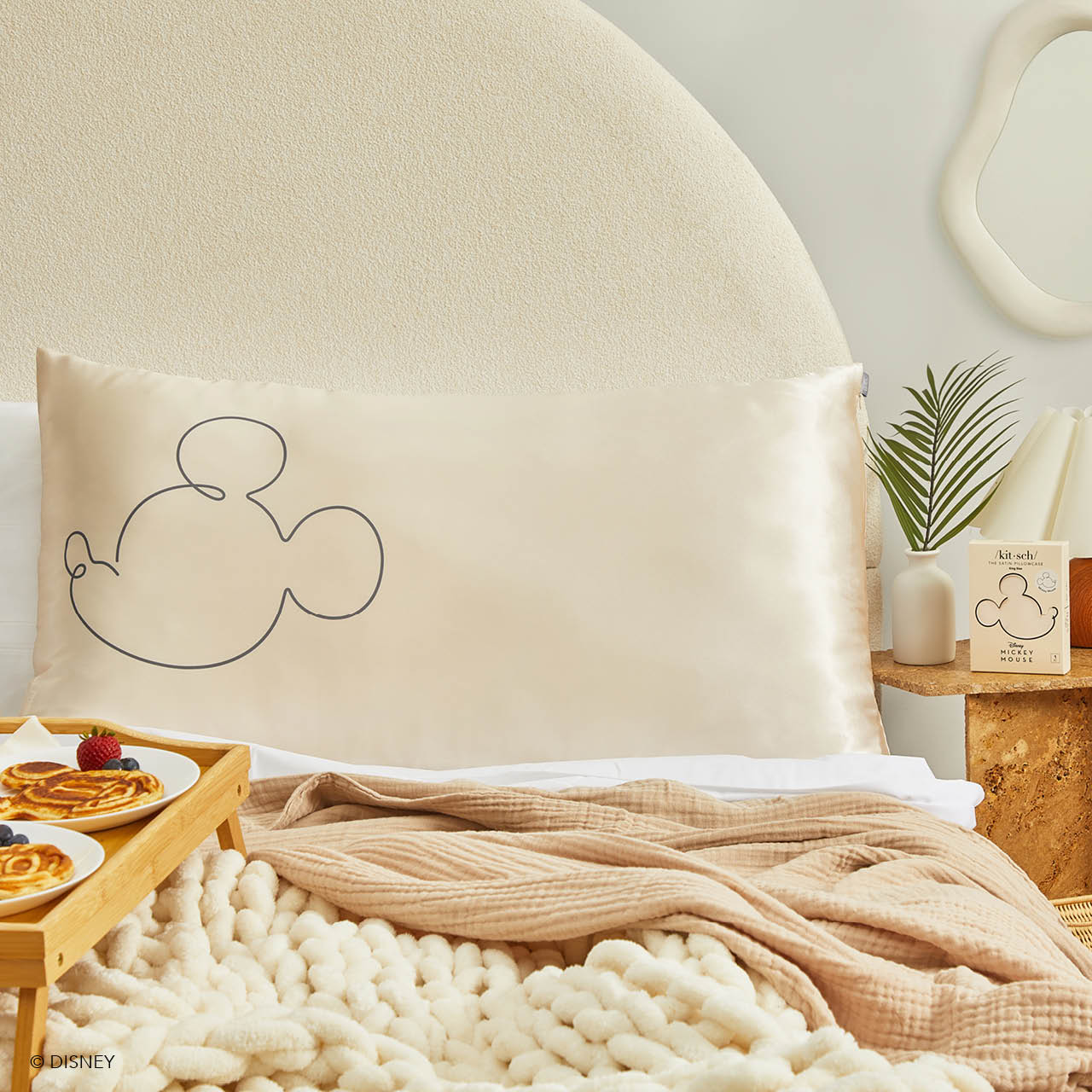 Kitsch x Mickey et Minnie Taie d'oreiller en satin Mr. Mouse - King