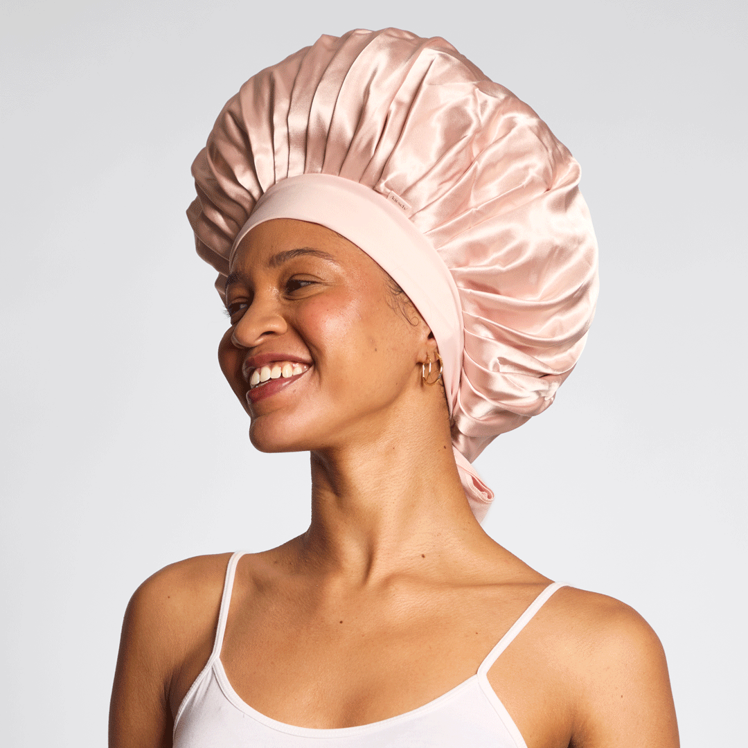 Bonnet oversize en satin - Blush