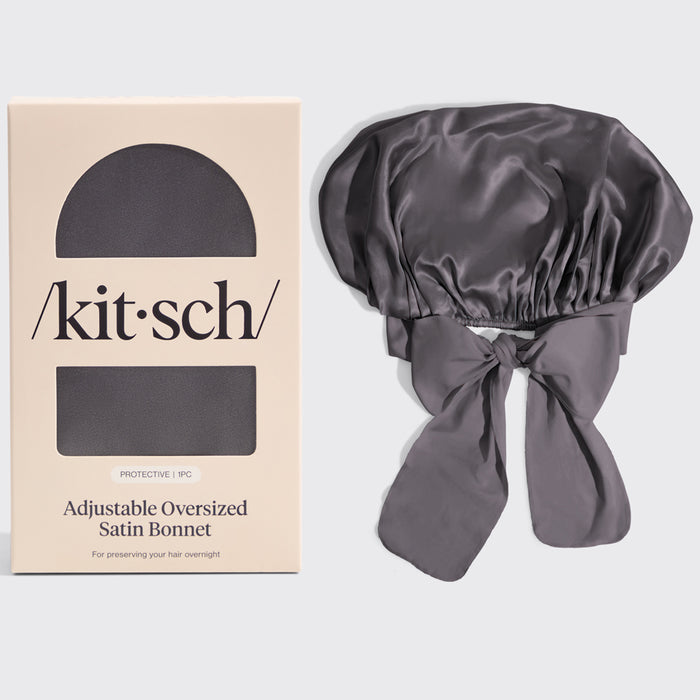Bonnet oversize en satin - Anthracite
