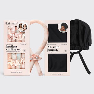Pack para la rutina nocturna: rizadores sin calor + gorro de satén