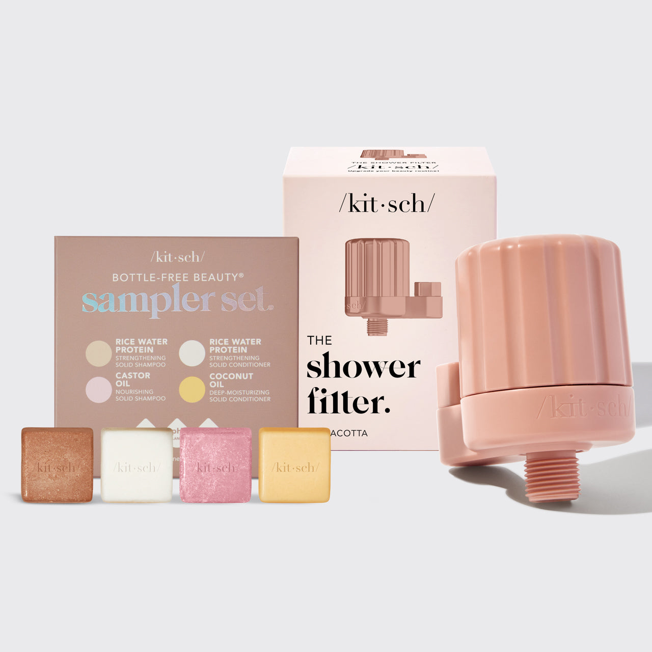 Set Filtro de Ducha + Champú y Acondicionador 4uds - Terracota