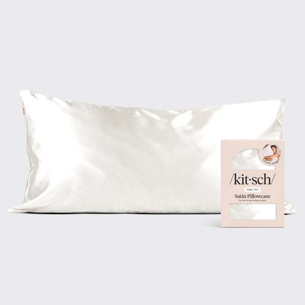 KITSCH Ivory King Satin Pillowcase — hero view
