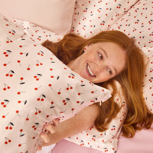 Satin Pillowcase in Cherry Print - King