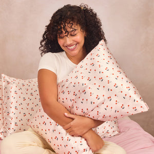 Satin Pillowcase in Cherry Print - King
