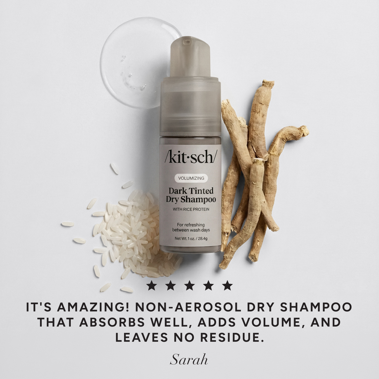 Champú seco voluminizador con proteína de arroz - Tinte oscuro 1 oz