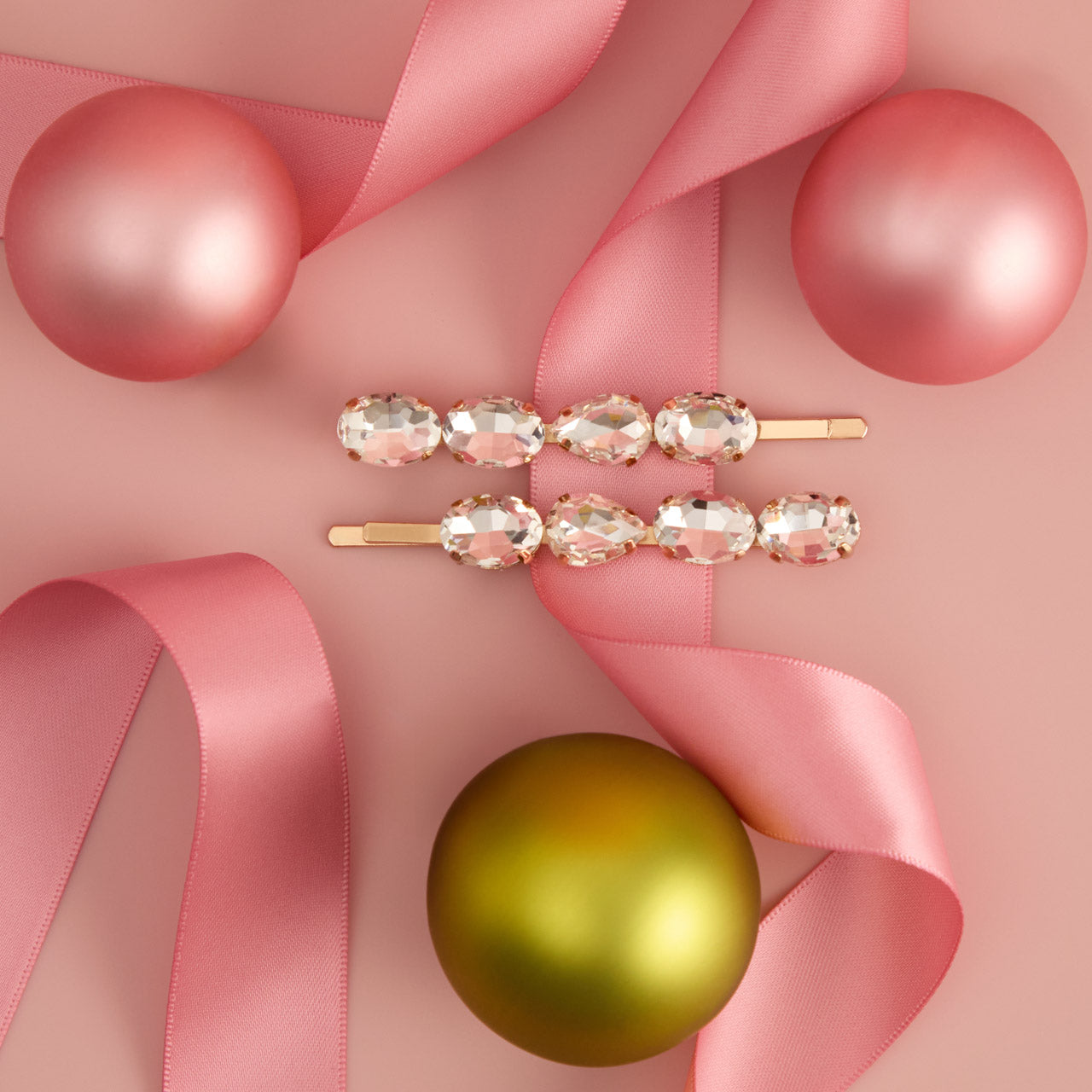 White Gemstone Bobby Pins