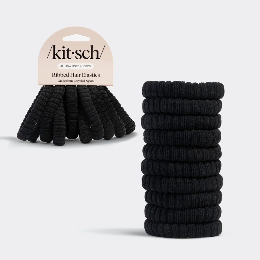 Schwarze gerippte Haargummis