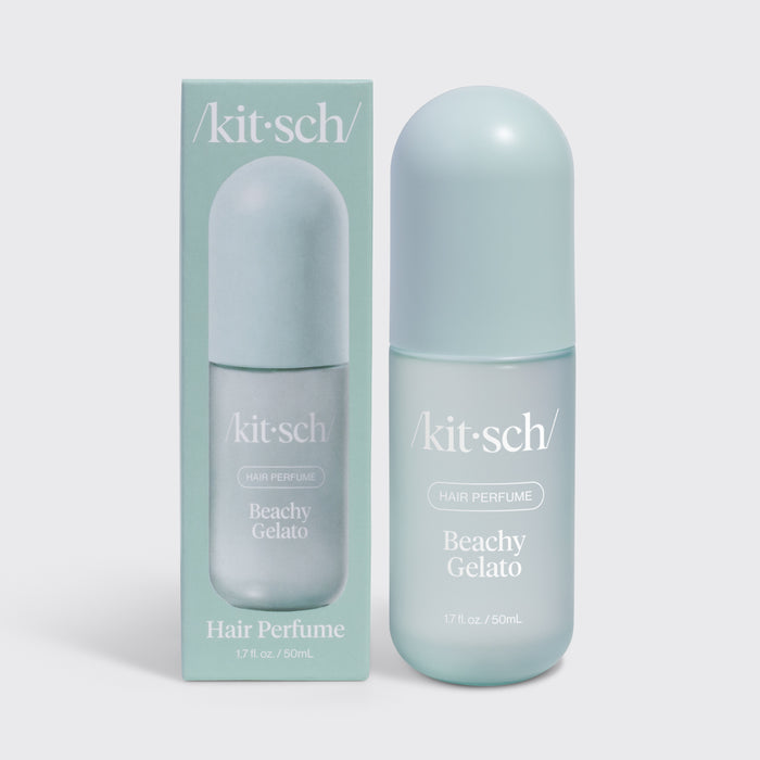 Kitsch Beachy Gelato Hair Perfume 50mL seafoam green bottle and box – tropical citrus & vanilla scent