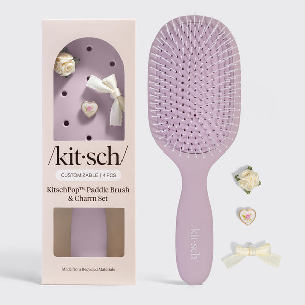 KITSCH KitschPop™ Paddle Brush in Soft Violet — hero product shot — Soft, flexible bristles reduce pulling and breakage — made for all hair types and textures