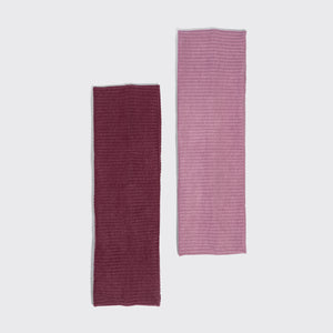 KITSCH Recycled Fabric Ribbed Elastic Headbands 2pc Set — alternate angle of the Cherry Lacquer & Dusty Pink 2-piece ribbed headband set — ribbed recycled fabric texture detail
