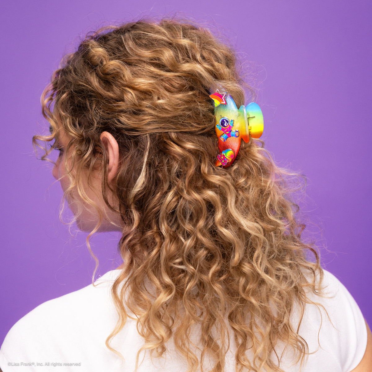 Lisa Frank x KitschPop Curved Claw Clip 7pc Set in Fantastic World of Lisa Frank - on-model lifestyle