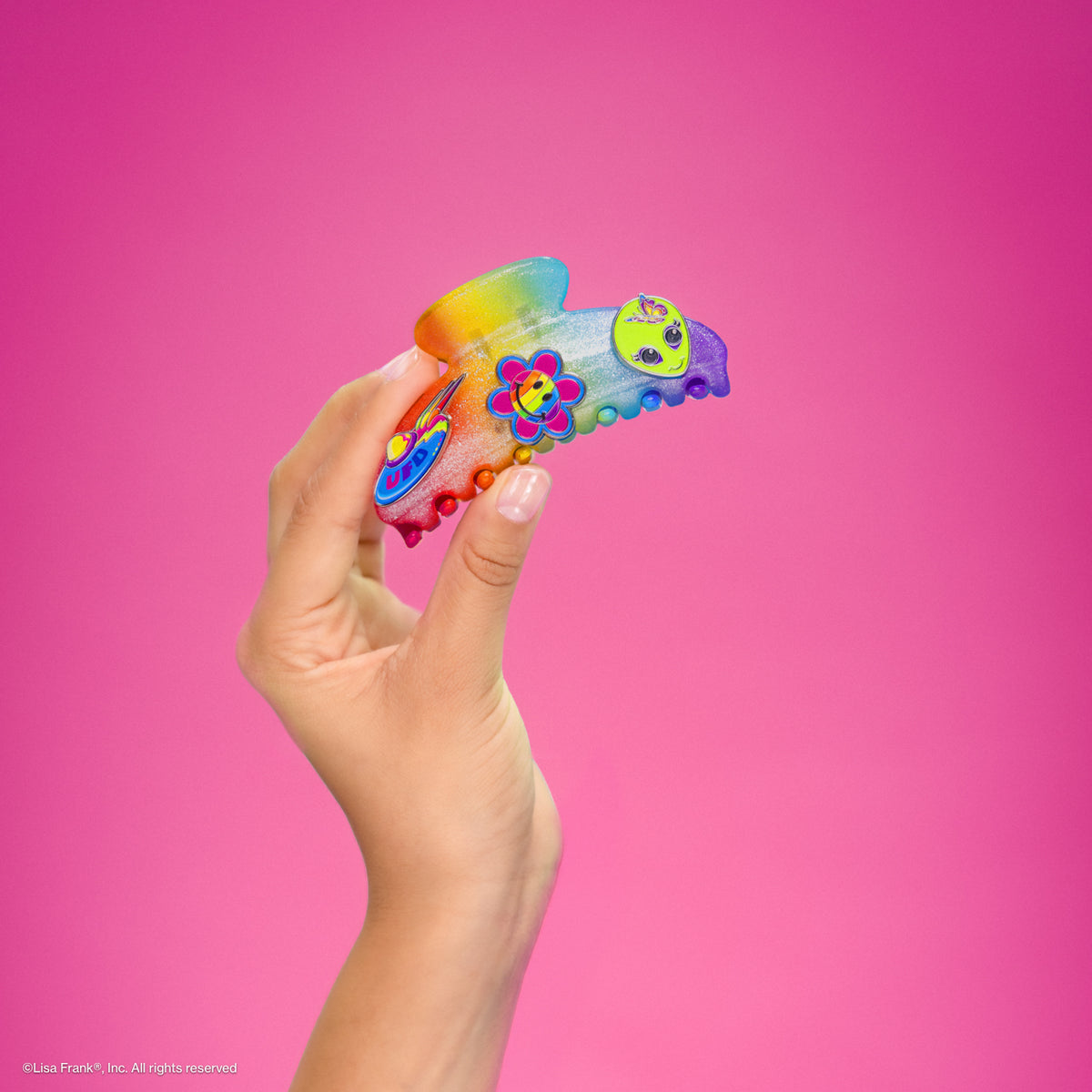 Lisa Frank x KitschPop Curved Claw Clip 7pc Set in Fantastic World of Lisa Frank - on-model lifestyle #2