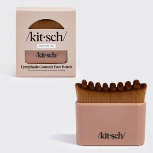 KITSCH Performance Ritual Kit — Terracotta Lymphatic Contour Face Brush hero product shot — your post-workout 3-minute de-puff and de-stress ritual