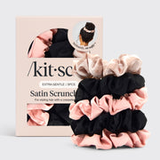 Verschiedene Schlaf-Haargummis aus Satin