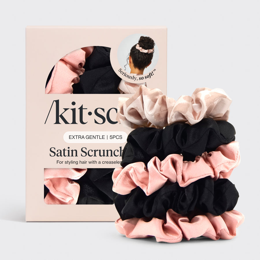 Verschiedene Schlaf-Haargummis aus Satin