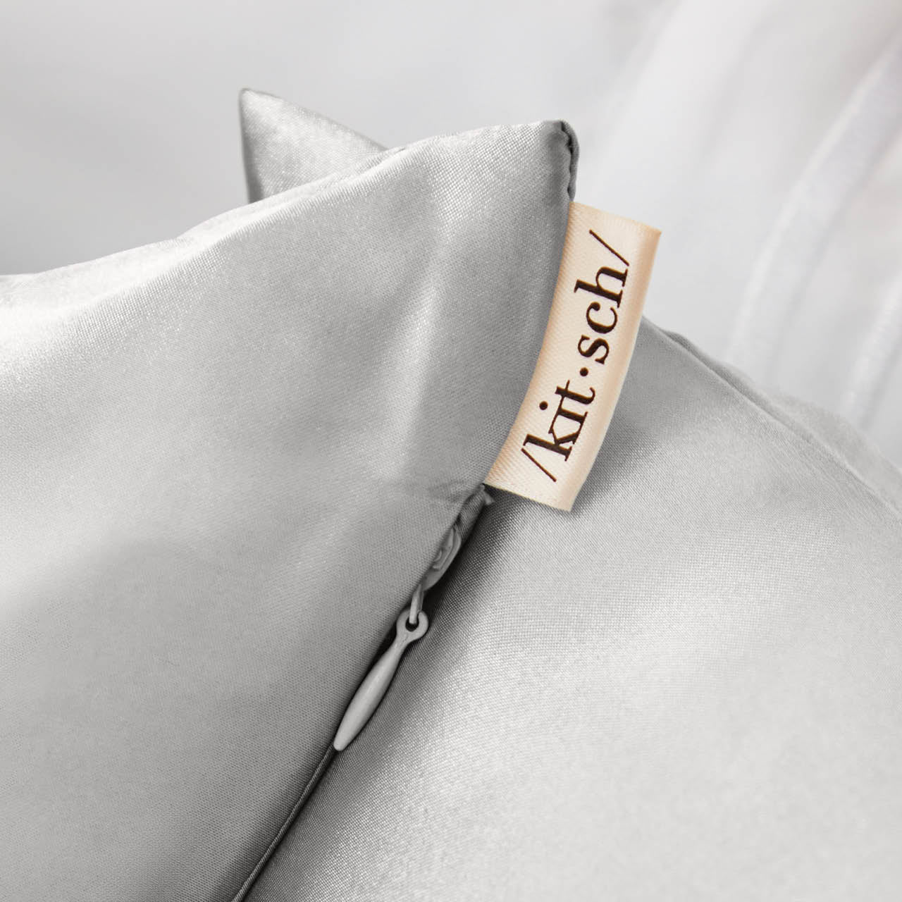 Satin-Kissenbezug für Kingsize-Betten, Silber 