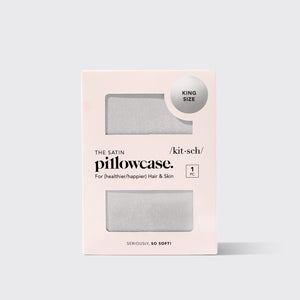 Satin-Kissenbezug für Kingsize-Betten, Silber 