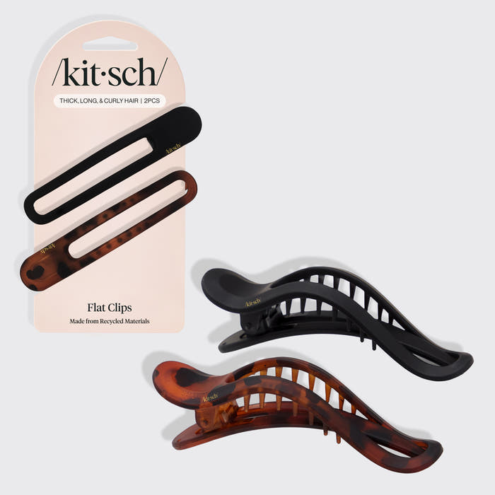 KITSCH Black Tort Curved Flat Lay Claw Clips 2pc — hero product shot