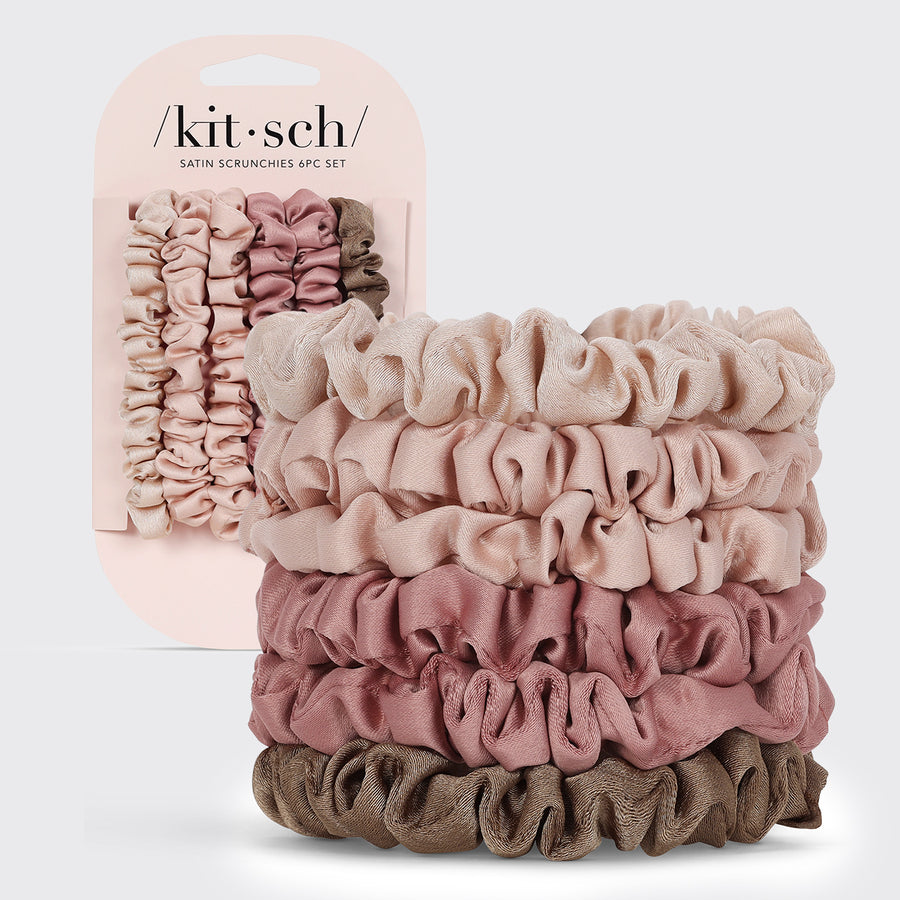 Ultra-kleine Satin-Haargummis, 6er-Set – Terrakotta