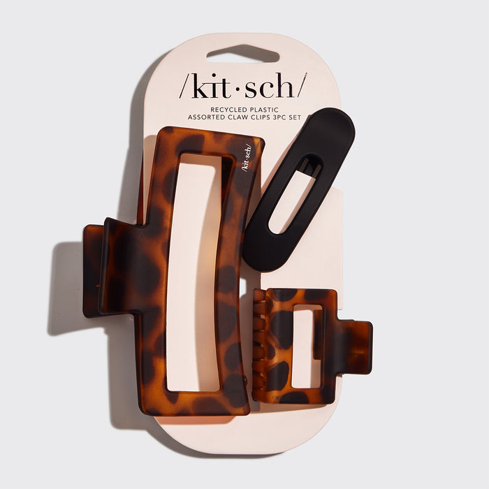 Clip ad artiglio assortite in plastica riciclata 3 pz - forma aperta a rettangolo
