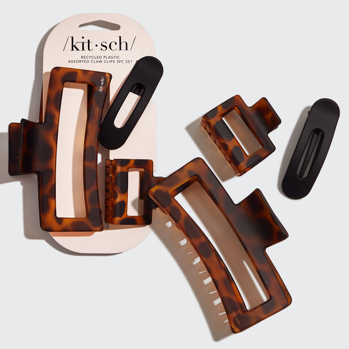 Clip ad artiglio assortite in plastica riciclata 3 pz - forma aperta a rettangolo