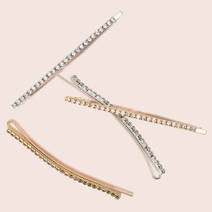 Metall Strass Extra Lange Bobby Pins 4Stück - Gold und Silber