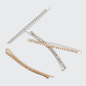 Metall Strass Extra Lange Bobby Pins 4Stück - Gold und Silber