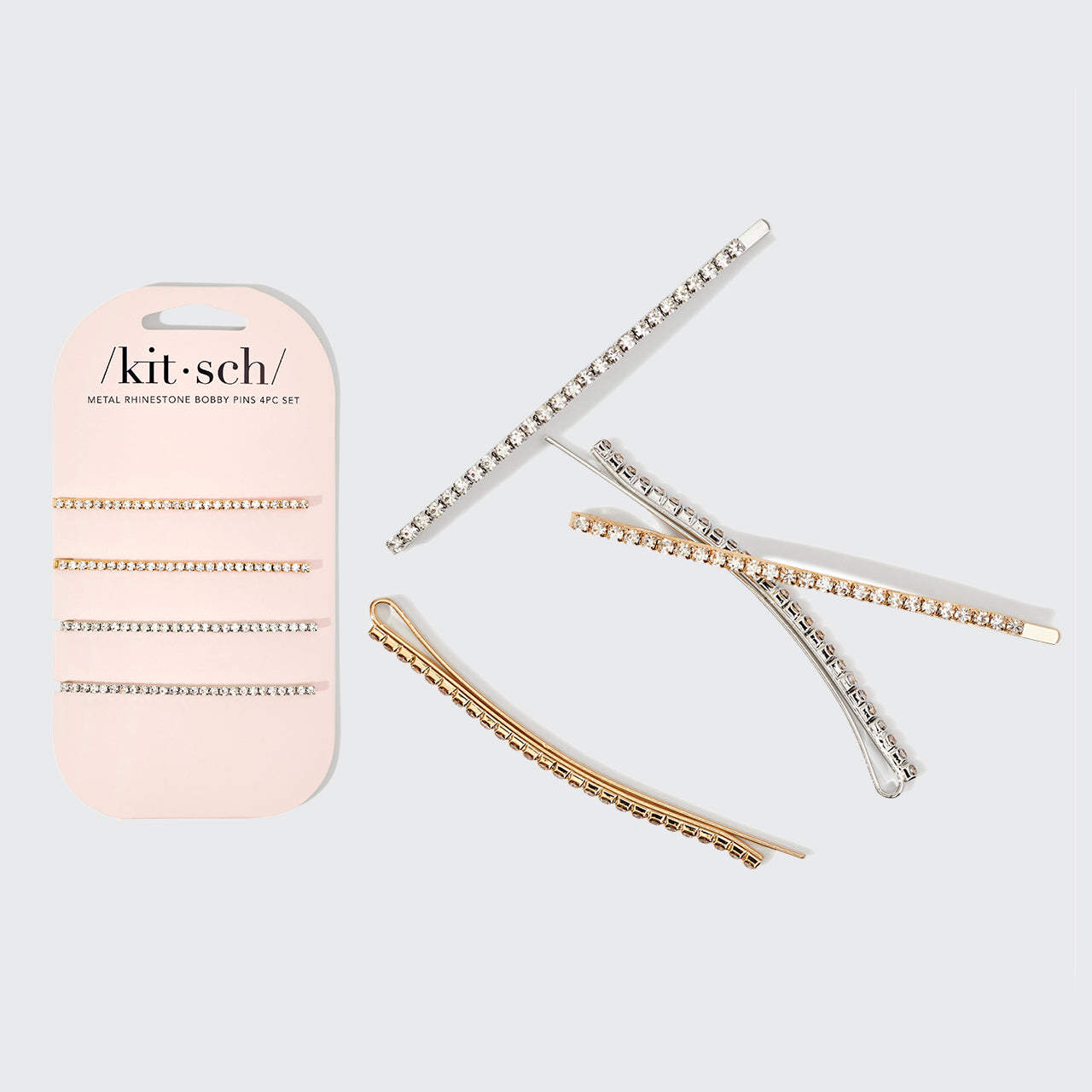Metall Strass Extra Lange Bobby Pins 4Stück - Gold und Silber