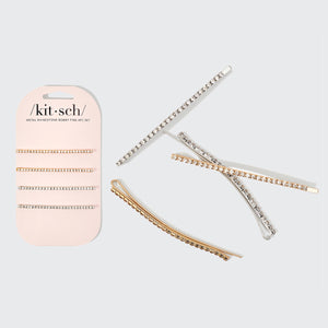 Metall Strass Extra Lange Bobby Pins 4Stück - Gold und Silber