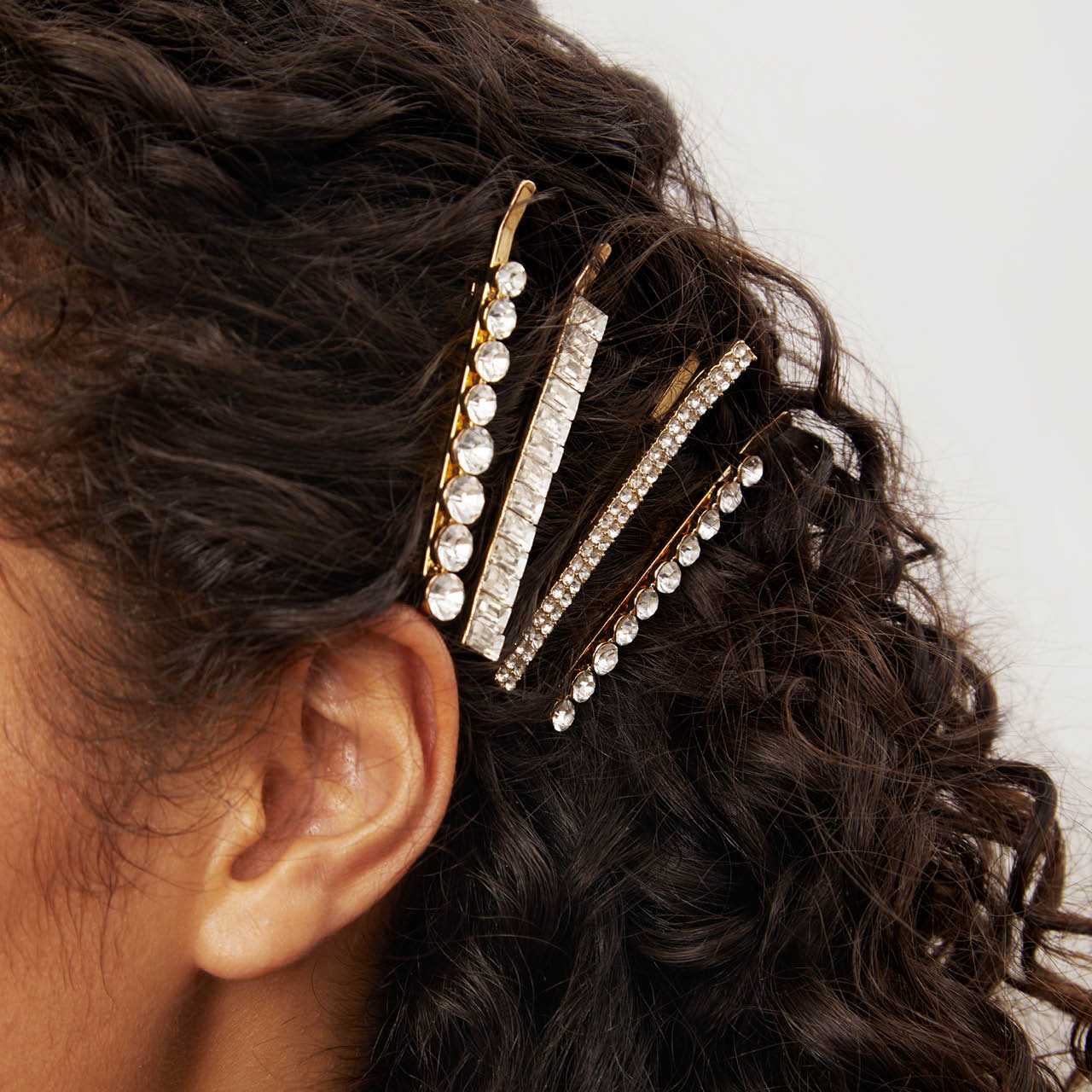Metall Strass sortiert Bobby Pins 4pcs - Gold
