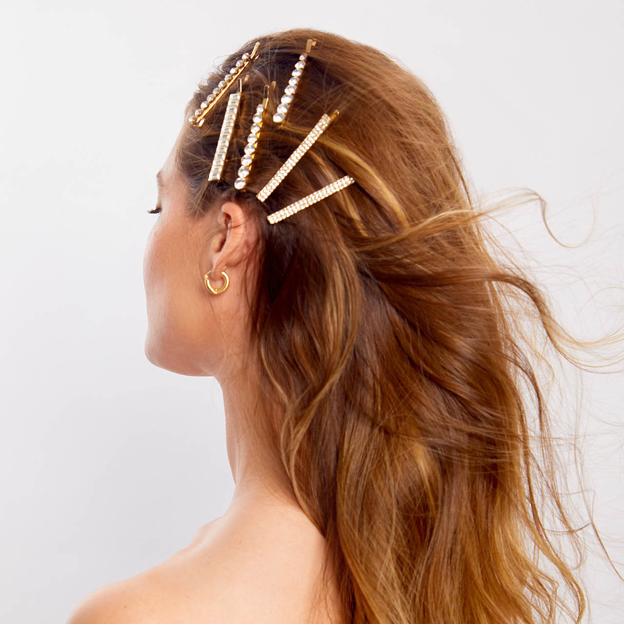 Metall Strass sortiert Bobby Pins 4pcs - Gold