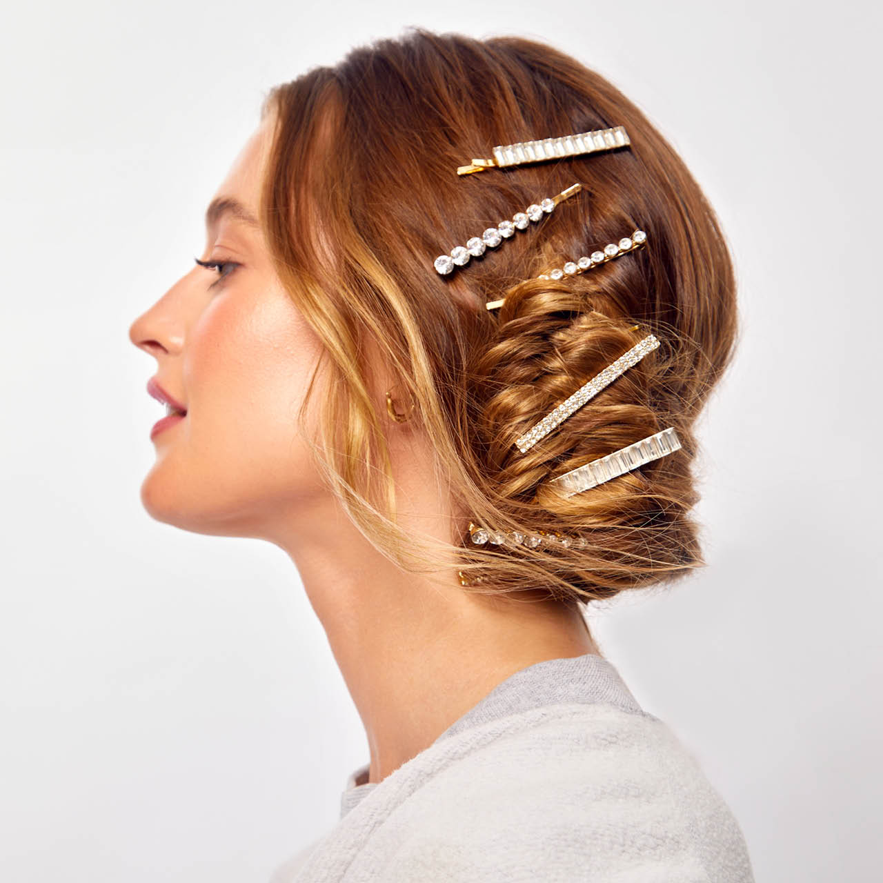 Metall Strass sortiert Bobby Pins 4pcs - Gold