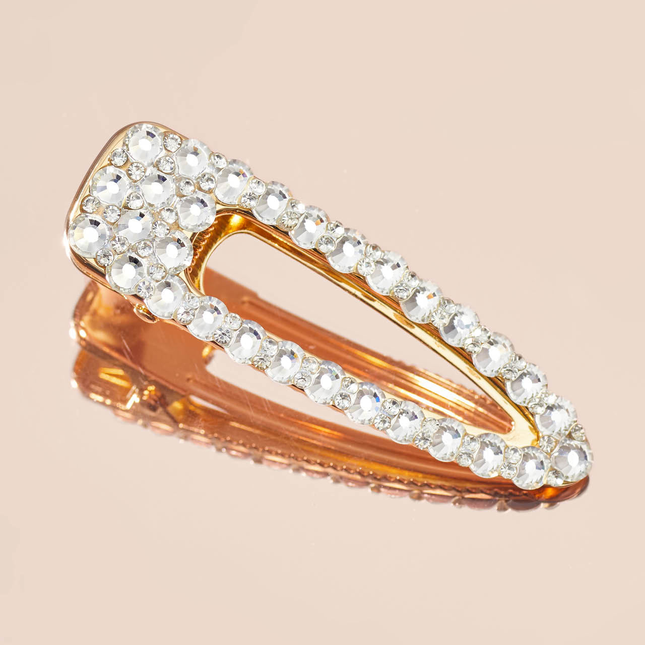 Pinza para el pelo de metal con diamantes de imitación 1ud - Oro