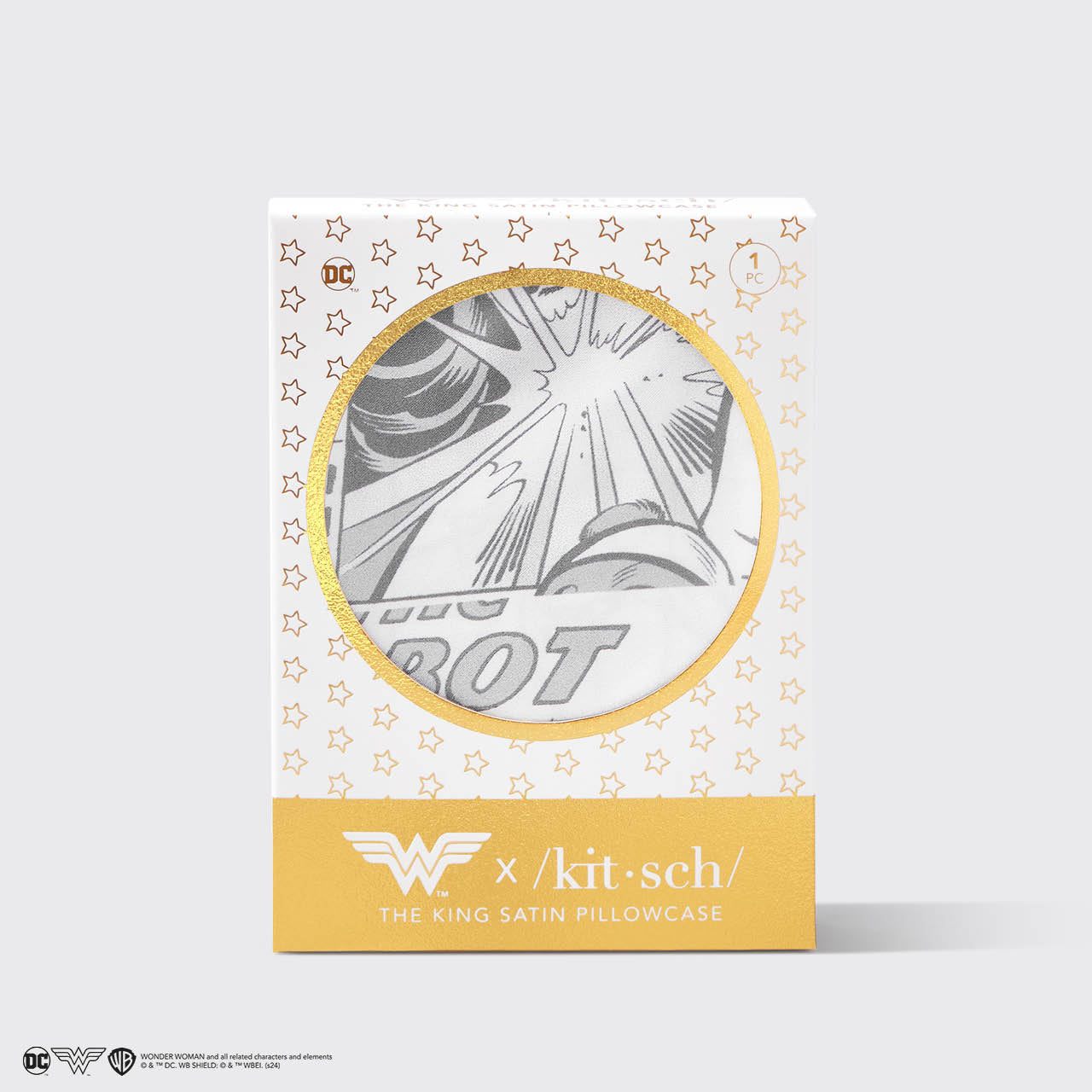Kitsch x Wonder Woman Taie d'oreiller en satin - Imprimé comique | King