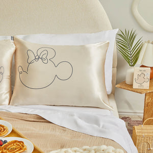 Kitsch & Mickey y Minnie Funda de Almohada de Satén Sra. Mouse - Crema
